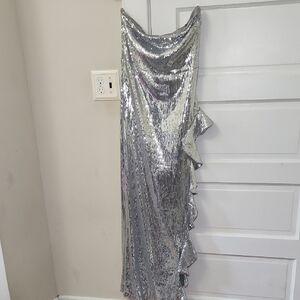 Fashion Nova Metallic Strapless Dress